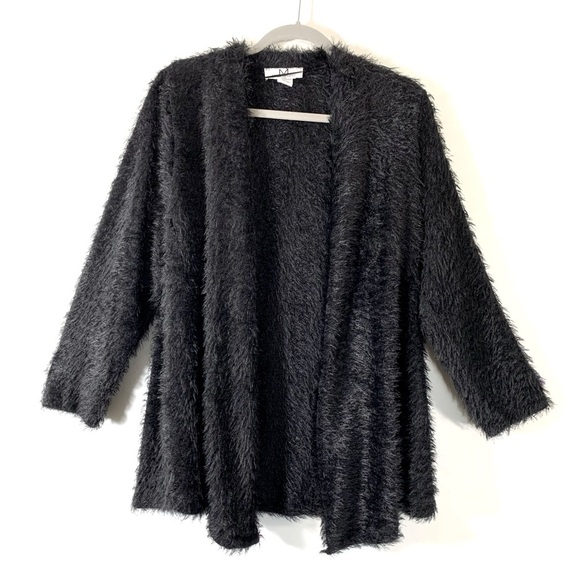 M Magaschoni Black Open Front Eyelash Cardigan - Picture 1 of 7